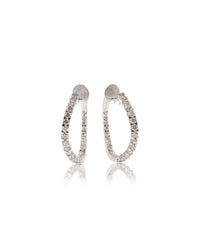 Pendientes de aro en oro blanco y diamantes blancos Wave Diamond