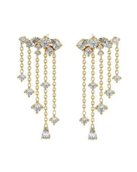 Pendientes largos multicadena de oro amarillo y diamantes Celístia