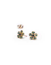 Pendientes flor de oro amarillo y diamantes de colores La Fleur