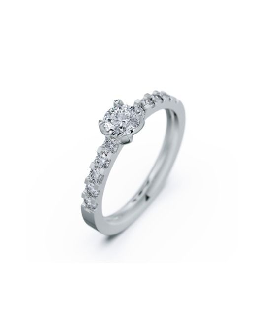 anillo solitario compromiso oro blanco diamantes blancos 040 rosich