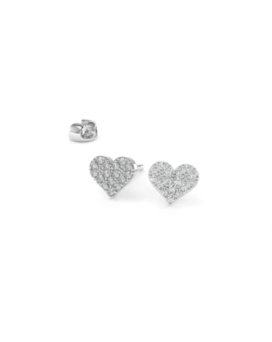 Pendientes en forma de corazón de oro blanco y diamantes Símbols