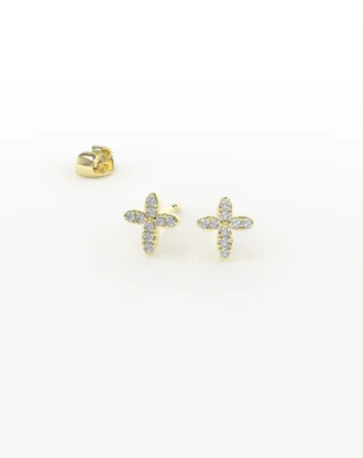 Pendientes en forma de cruz de oro y diamantes Simbols