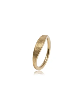 Anillo de oro amarillo plano wave diamond