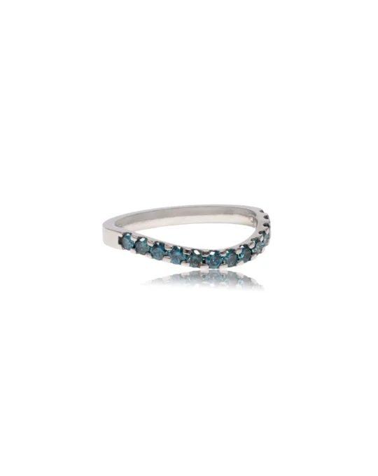 Anillo de oro blanco y diamantes azules Wave Diamond