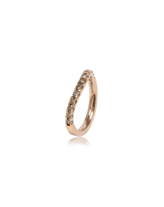 Anillo de oro rosa y diamantes marrones Wave Diamond de Rosich Jewels