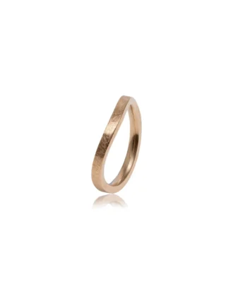 Anillo de oro rosa curvado wave diamond