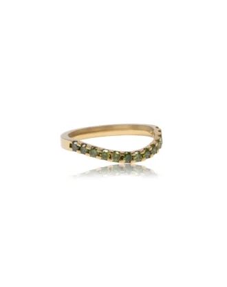 Anillo de oro amarillo y diamantes verdes Wave Diamond de Rosich Jewels