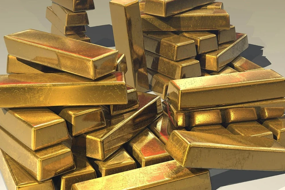 lingotes de oro de aumento del precio del oro